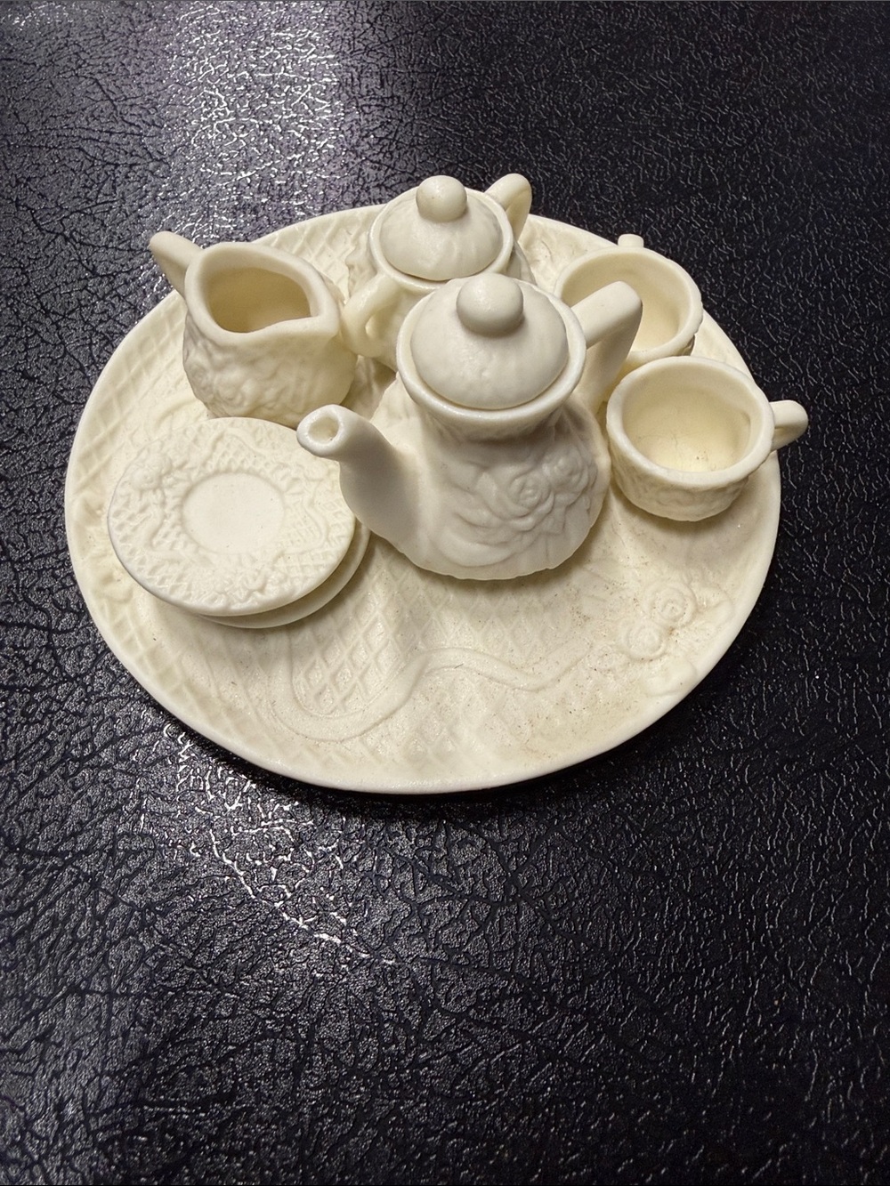 Miniature Cream Ceramic Tea Set - 5 Pieces